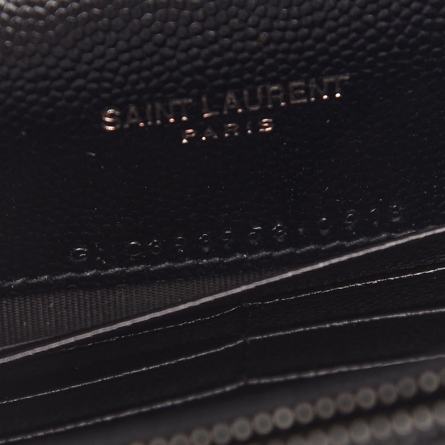 Saint Laurent Grain De Poudre Matelasse Chevron Monogram Envelope Chain Wallet Black 7 of 10