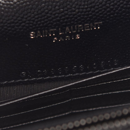 Saint Laurent Grain De Poudre Matelasse Chevron Monogram Envelope Chain Wallet Black 7 of 10