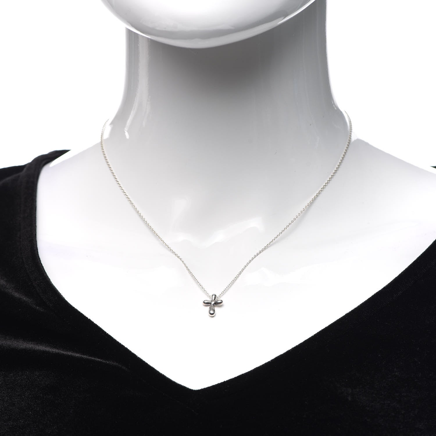 Tiffany Sterling Silver 12mm Elsa Peretti Cross Pendant Necklace 2 of 6