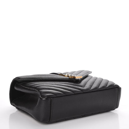 Saint Laurent Sheepskin Matelasse Chevron Monogram Medium College Bag Black 4 of 7