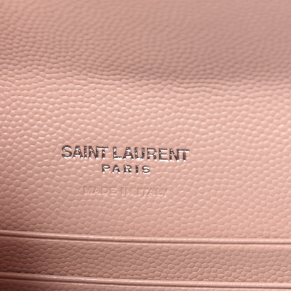 Saint Laurent Grain De Poudre Matelasse Chevron Small Monogram Envelope Wallet Pale Blush 6 of 9
