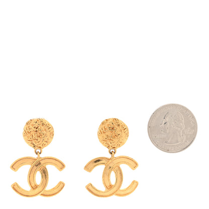 Chanel Metal CC Logo Drop Clip On Earrings Gold 2 of 5