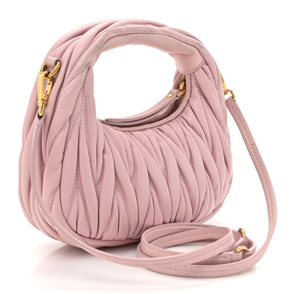 Miu Miu Nappa Matelasse Mini Wander Hobo Alabaster Pink 3 of 13