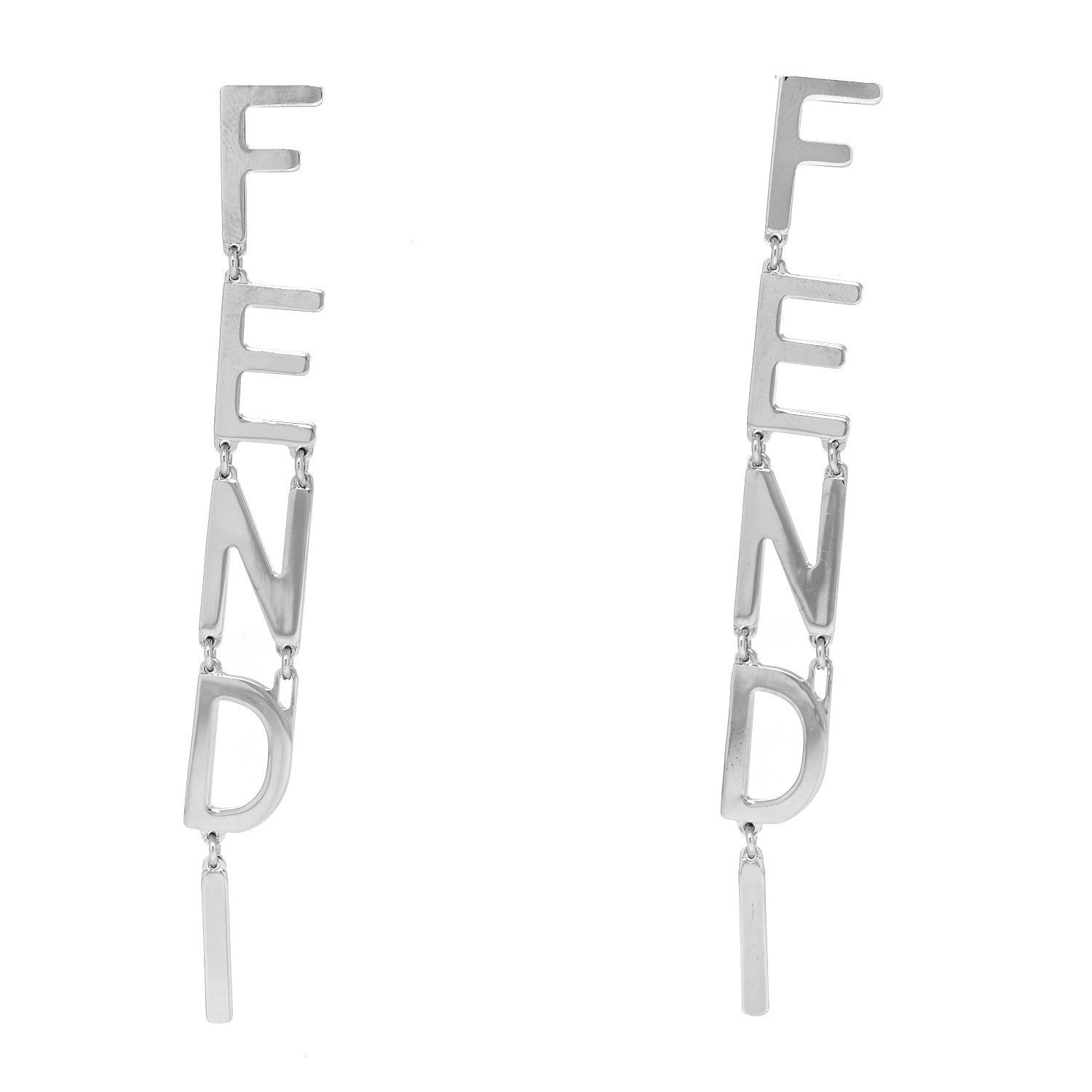 Fendi Metal Signature Earrings Silver 1 of 5