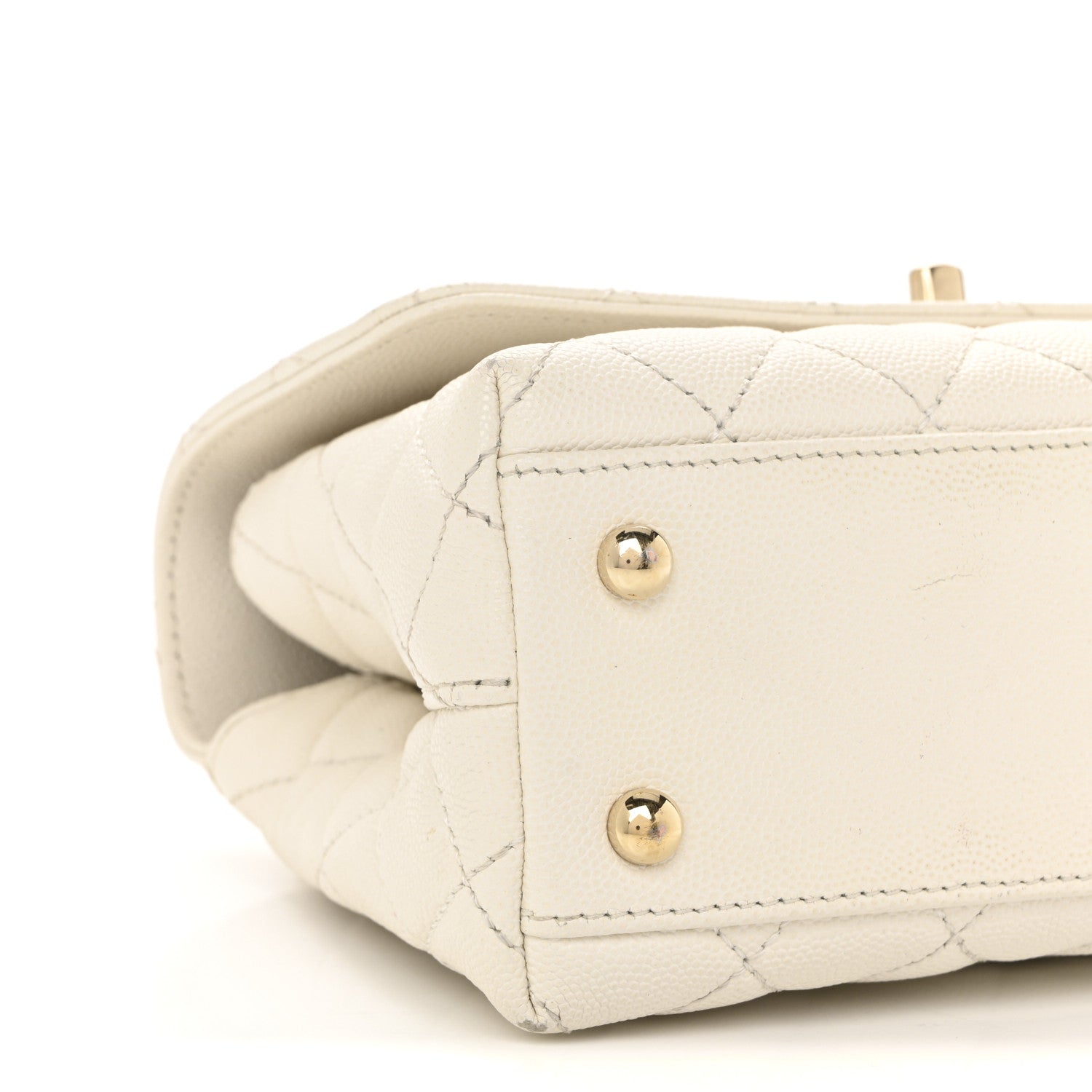 Chanel Caviar Quilted Mini Coco Handle Flap White 9 of 14