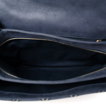 Chanel Iridescent Calfskin Triple Stitched Medium Flap Navy 5 of 10