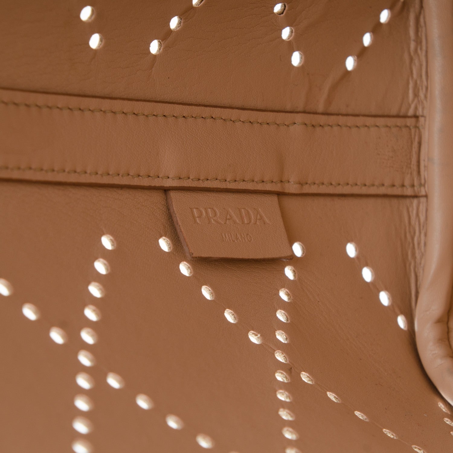 Prada Saffiano Perforated Tote Sabbia 7 of 11