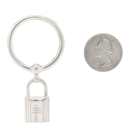Hermes Palladium Mini Loop Charms Cadenas Scarf Ring Silver 2 of 4
