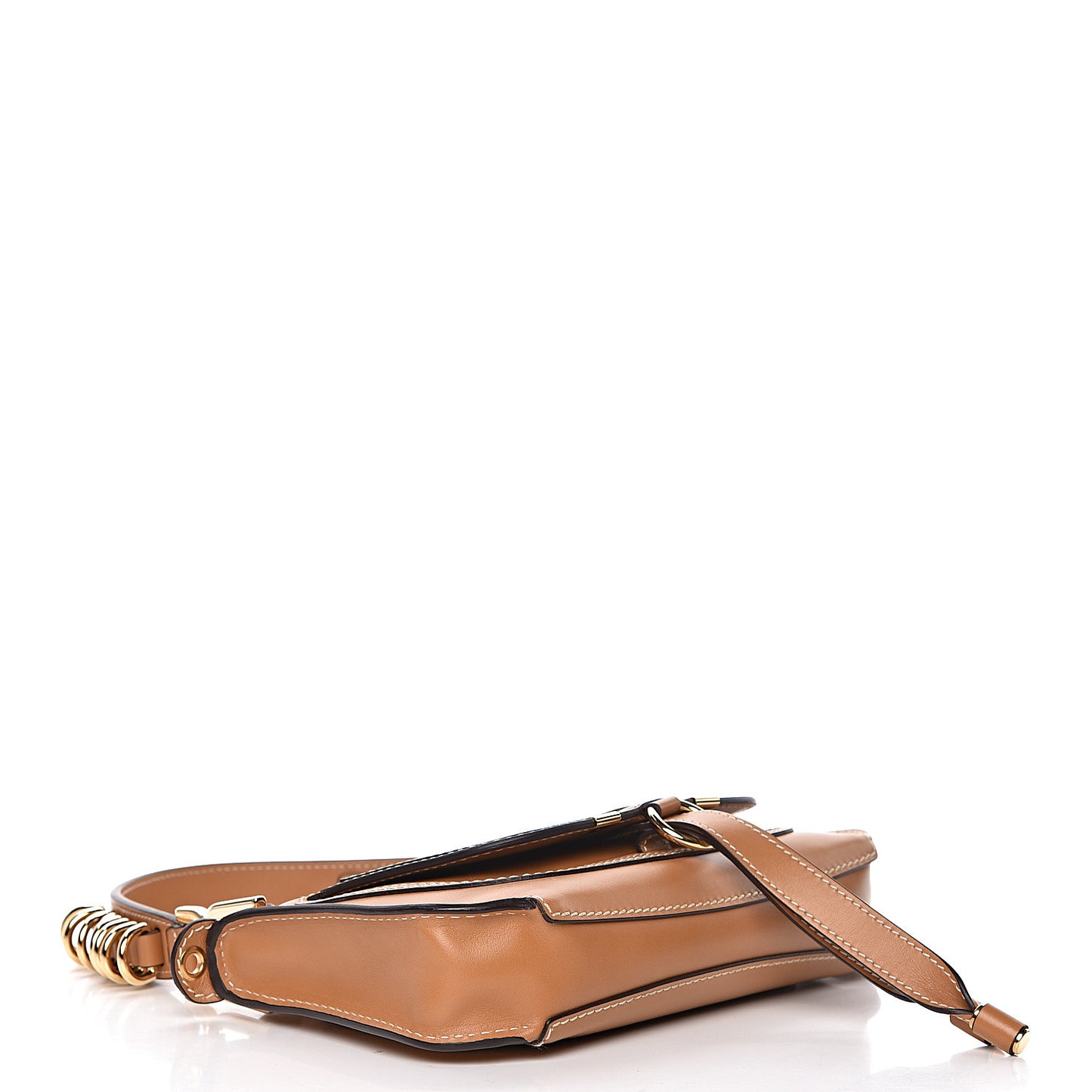 Shiny Calfskin Small Marcie Saddle Shoulder Bag Autumnal Brown