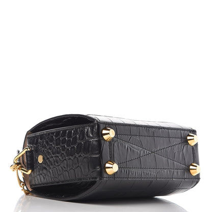 Alexander McQueen Calfskin Crocodile Embossed Box Shoulder Bag 19 Black 4 of 8