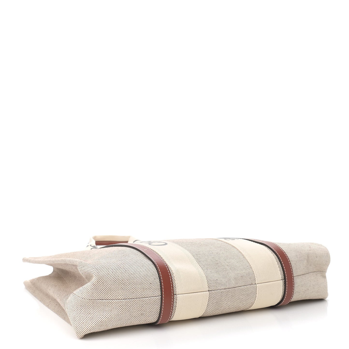 Cotton Calfskin Large Woody Ribbon Tote White Brown