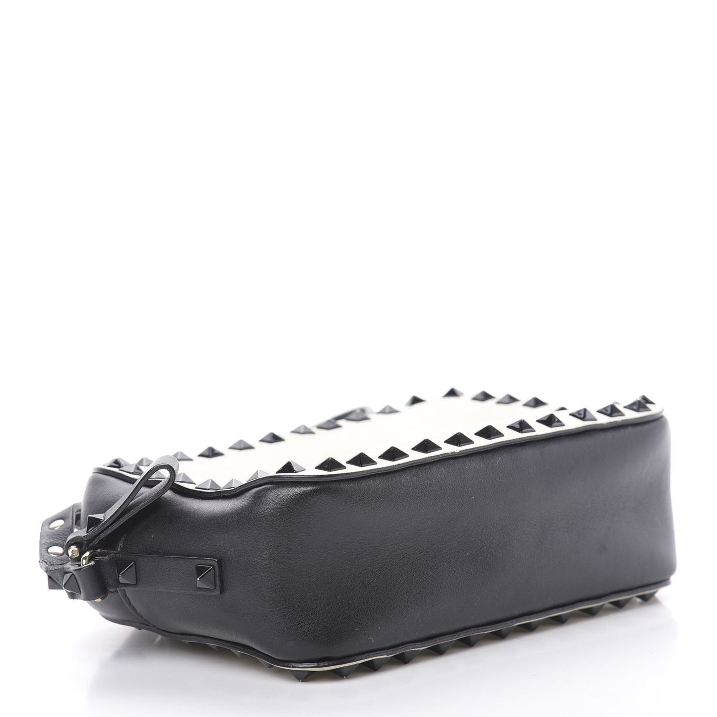 Calfskin Rockstud Camera Crossbody Bag Ivory Black