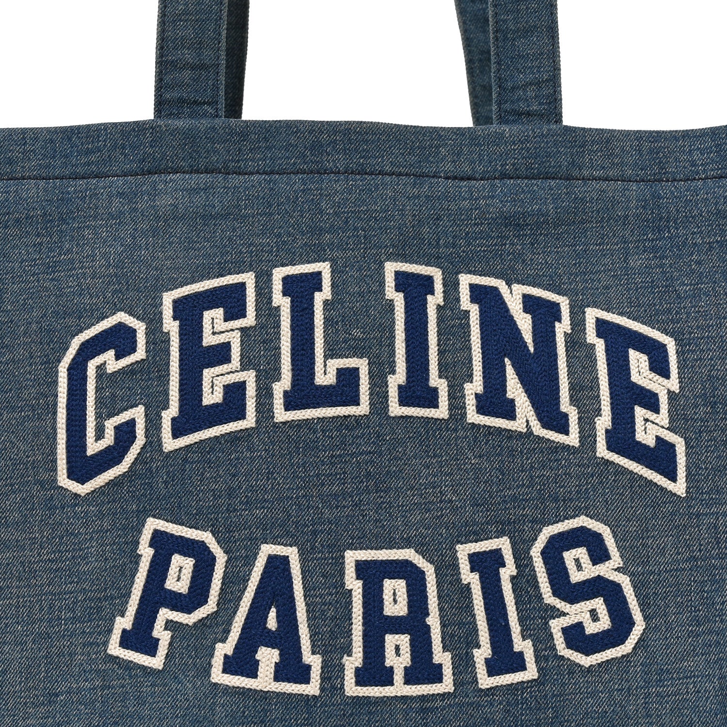 Celine Denim Large Thais Cabas Navy Tan 7 of 9
