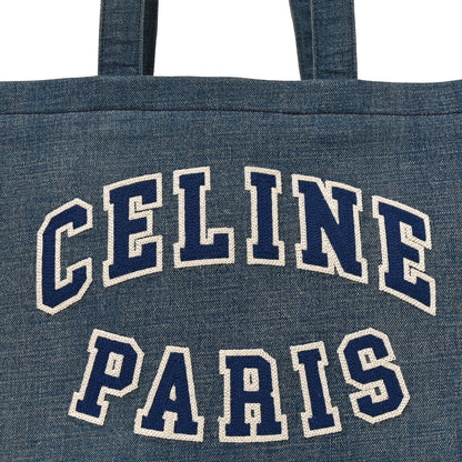 Celine Denim Large Thais Cabas Navy Tan 7 of 9