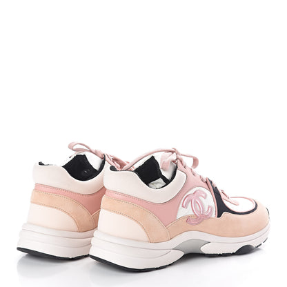 Chanel Suede Nylon Lambskin CC Sneakers 40 Pink White Black 3 of 7