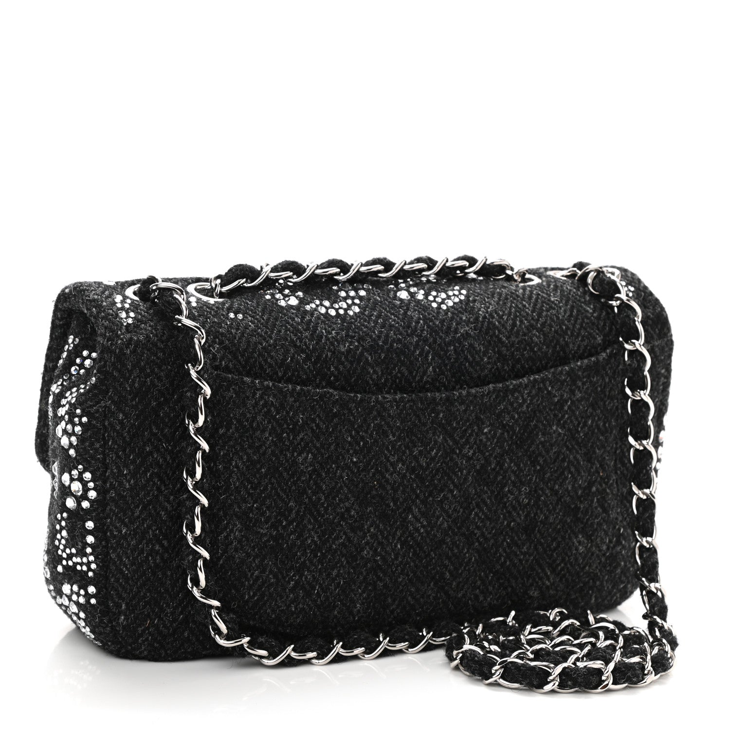 Chanel Tweed Swarovski Crystal Leopard Jumbo Flap Black 2 of 9