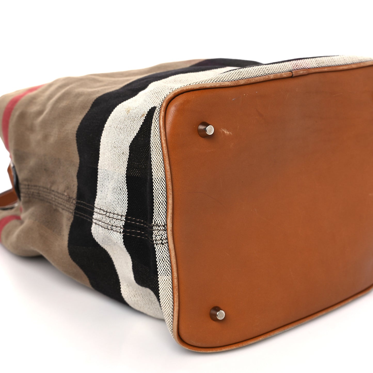 Canvas Mega Check Medium Ashby Bucket Bag Brown