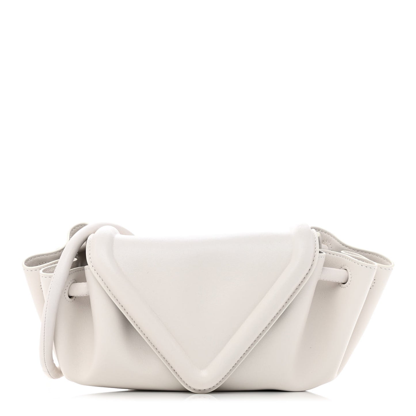 Lambskin Small Beak Triangle Flap Shoulder Bag Chalk
