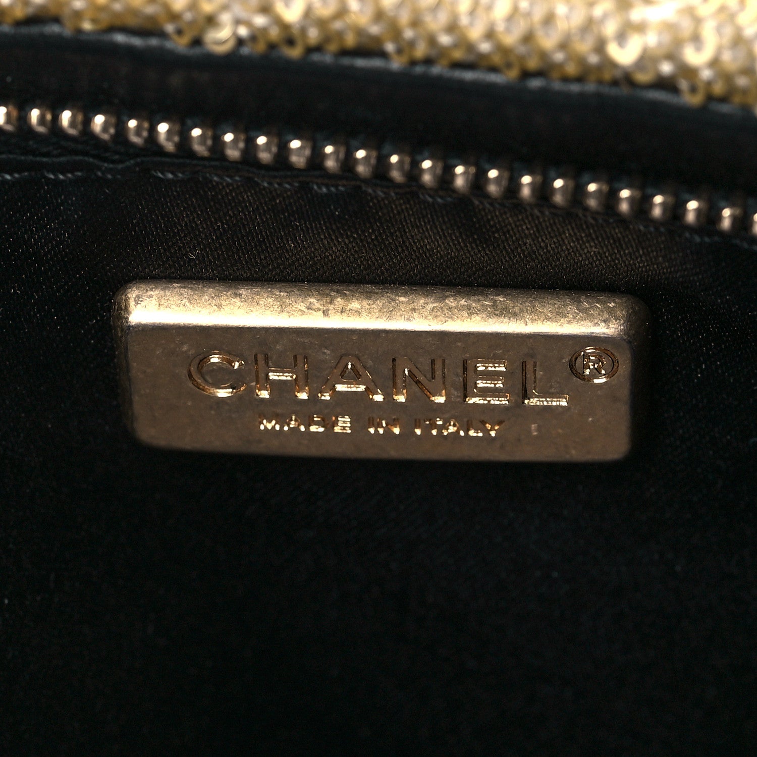 Chanel Sequin Do Not Disturb Minaudiere Clutch Black Gold 6 of 9
