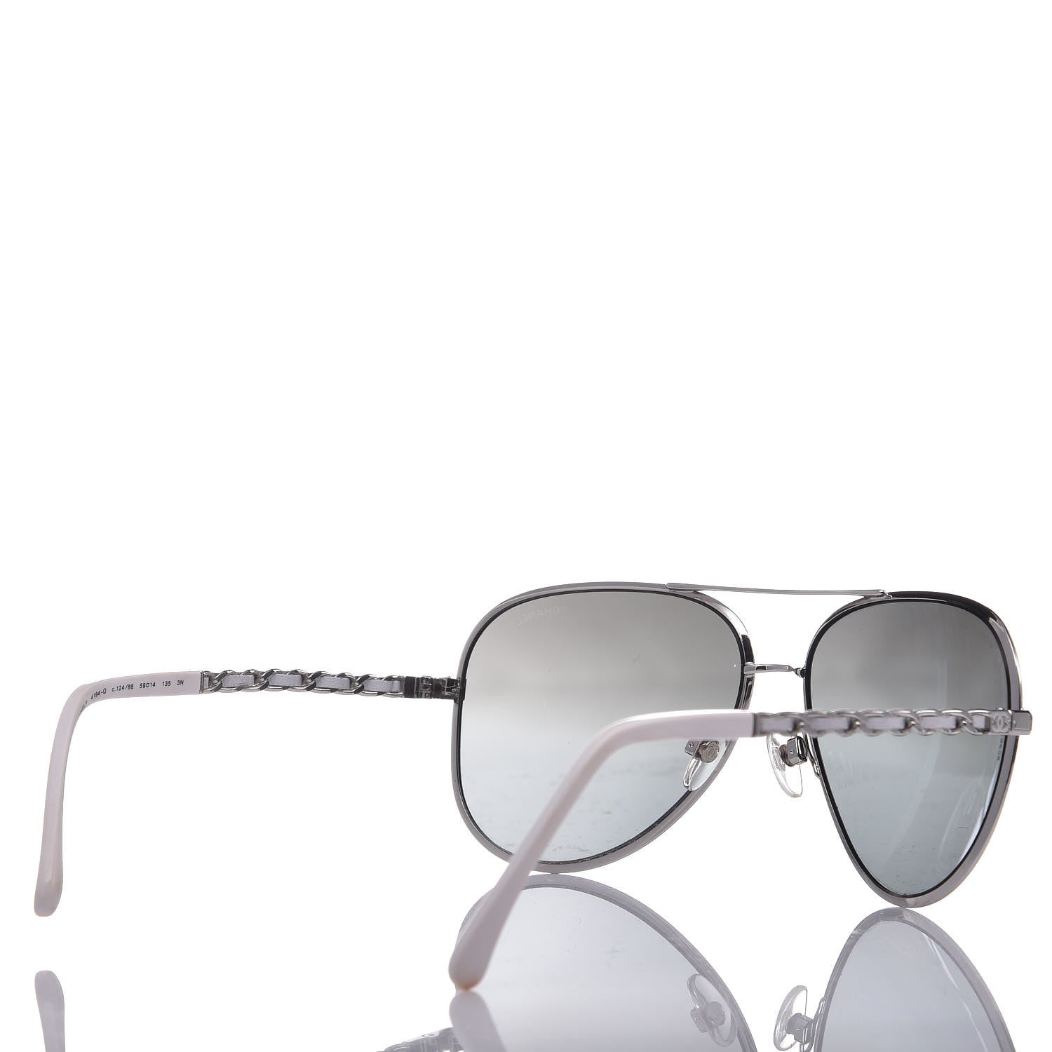 Chanel Lambskin Aviator Chain Sunglasses 4194-Q Silver 4 of 8