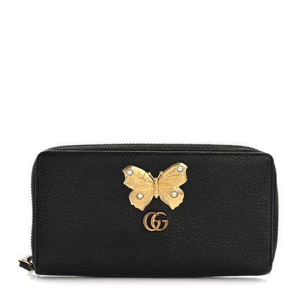 Gucci Calfskin Butterfly Zip Around Wallet Black 1 of 8