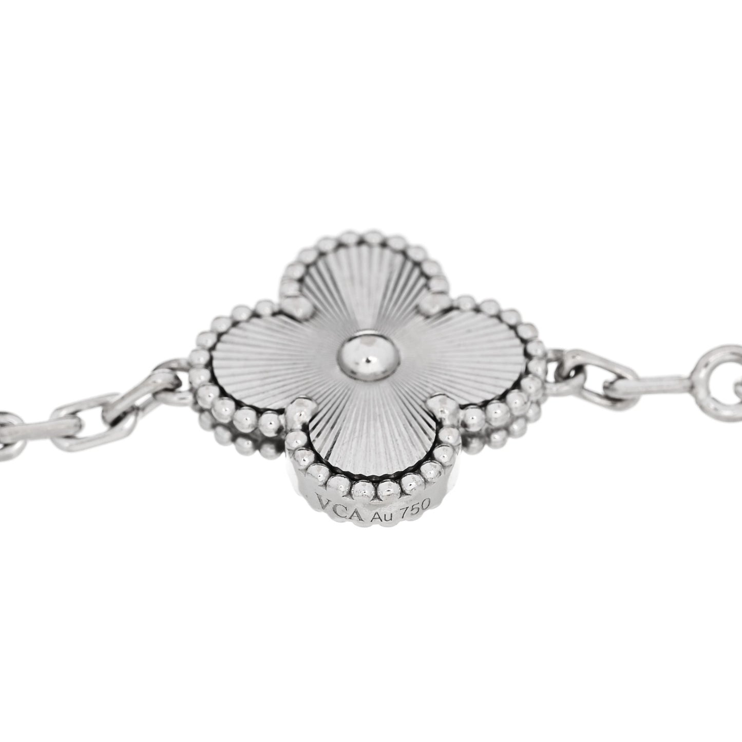 18K White Gold 5 Motifs Guilloche Vintage Alhambra Bracelet