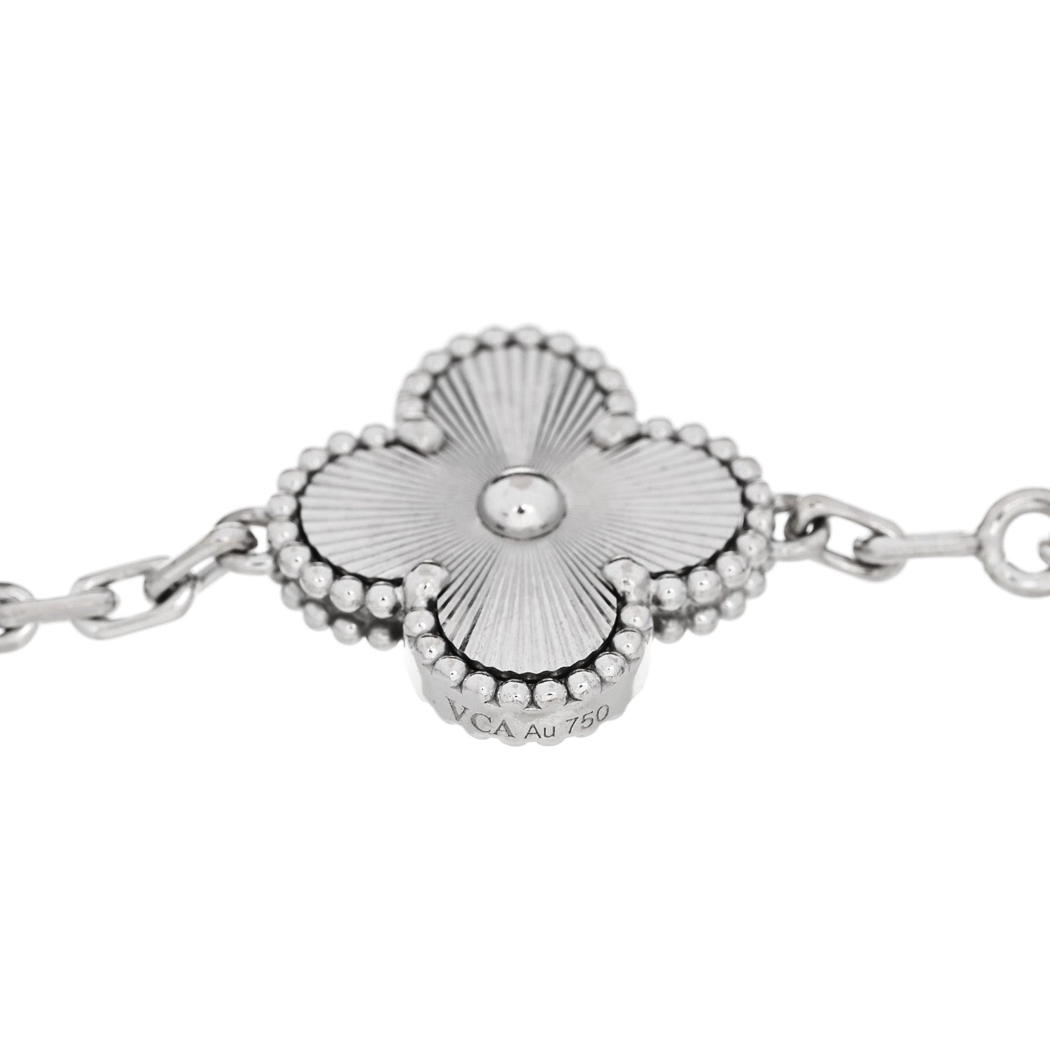 Van Cleef & Arpels 18K White Gold 5 Motifs Guilloche Vintage Alhambra Bracelet 4 of 5