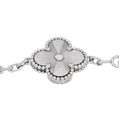 Van Cleef & Arpels 18K White Gold 5 Motifs Guilloche Vintage Alhambra Bracelet 4 of 5