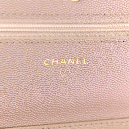 Chanel Iridescent Caviar Quilted Wallet On Chain WOC Beige 6 of 10