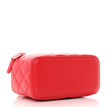 Chanel Lambskin Quilted Small Pearl Crush Vanity Case With Chain Red 4 of 11