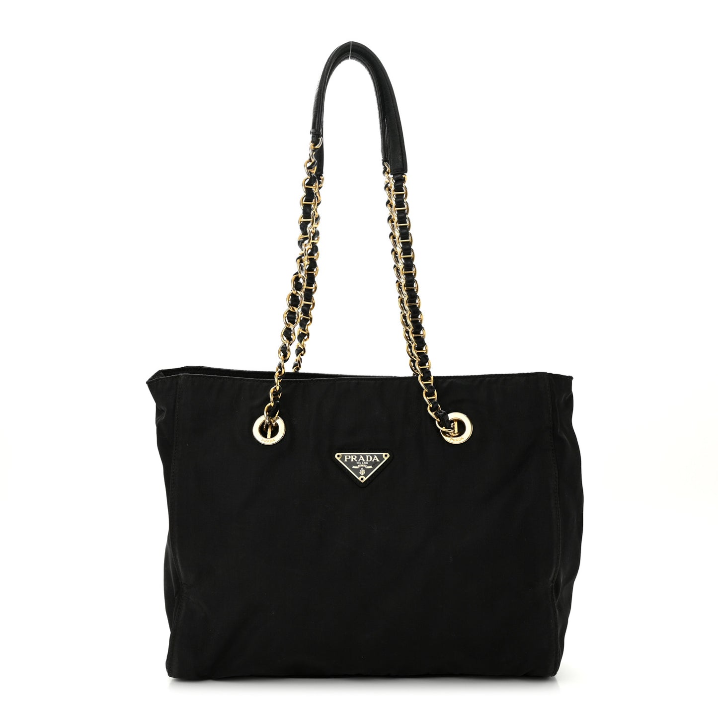 Tessuto Nylon Chain Shoulder Bag Black