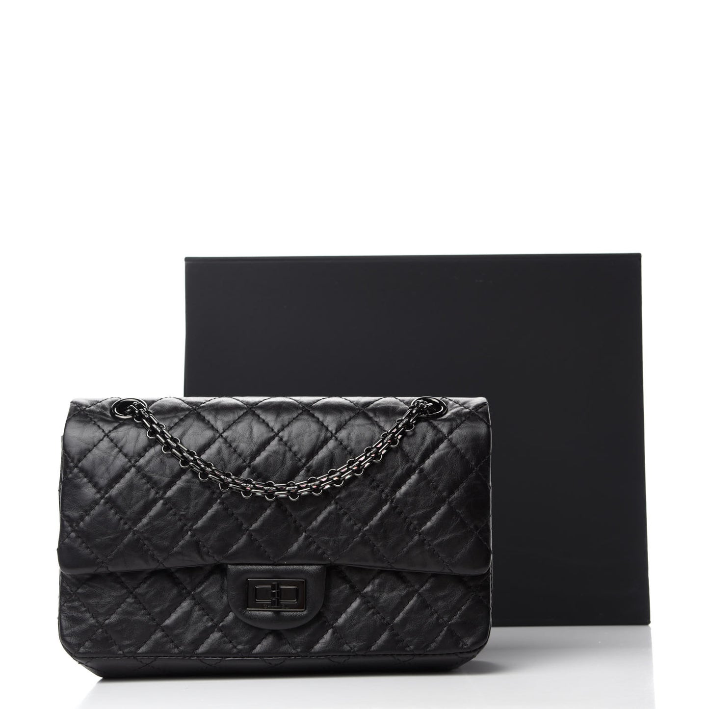 Aged Calfskin Quilted 2.55 Reissue 225 Flap So Black