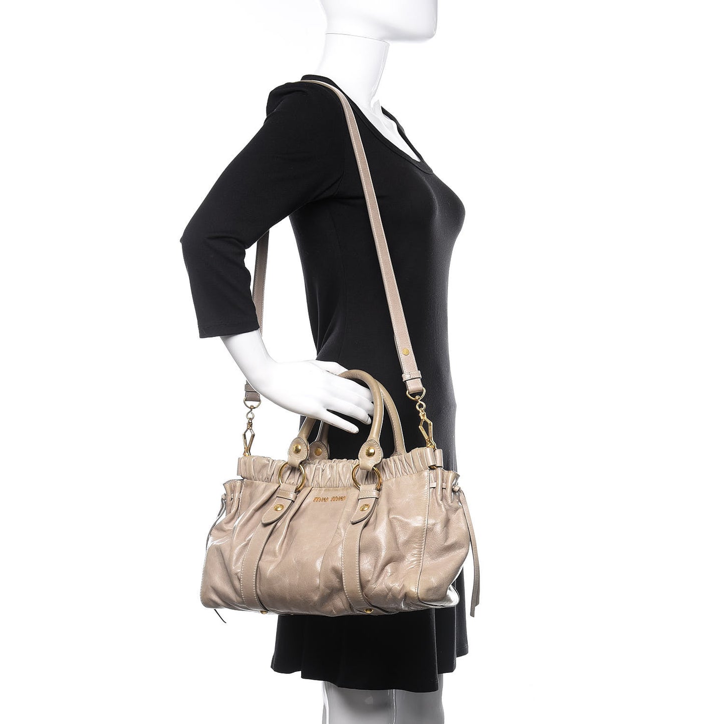 Vitello Lux Gathered Tote Pomice
