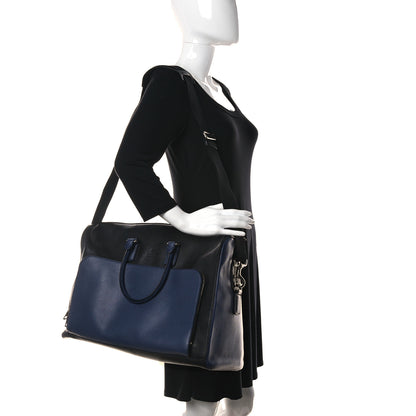 Gucci Pebbled Calfskin Large Cosmopolis Briefcase Black Navy 2 of 10