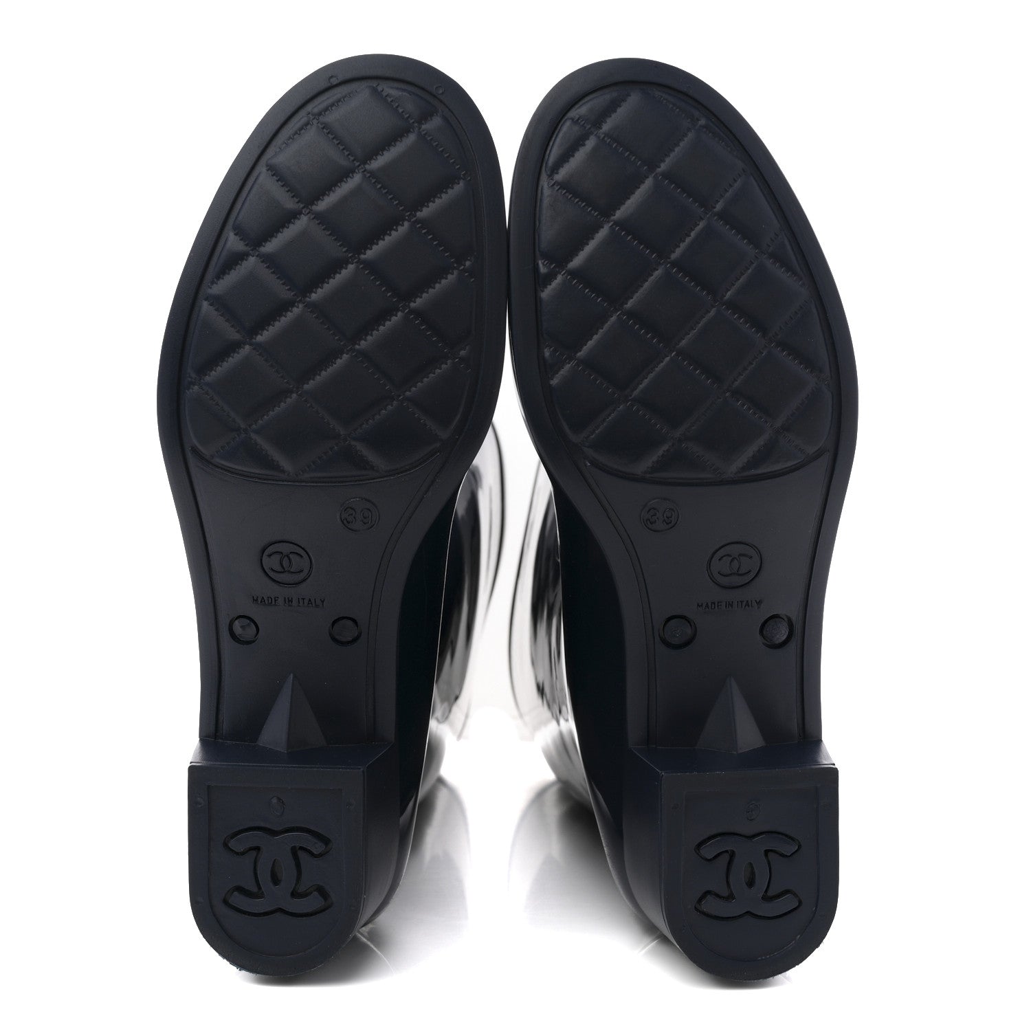 Chanel Rubber Camellia Rain Boots 39 Dark Blue 6 of 10