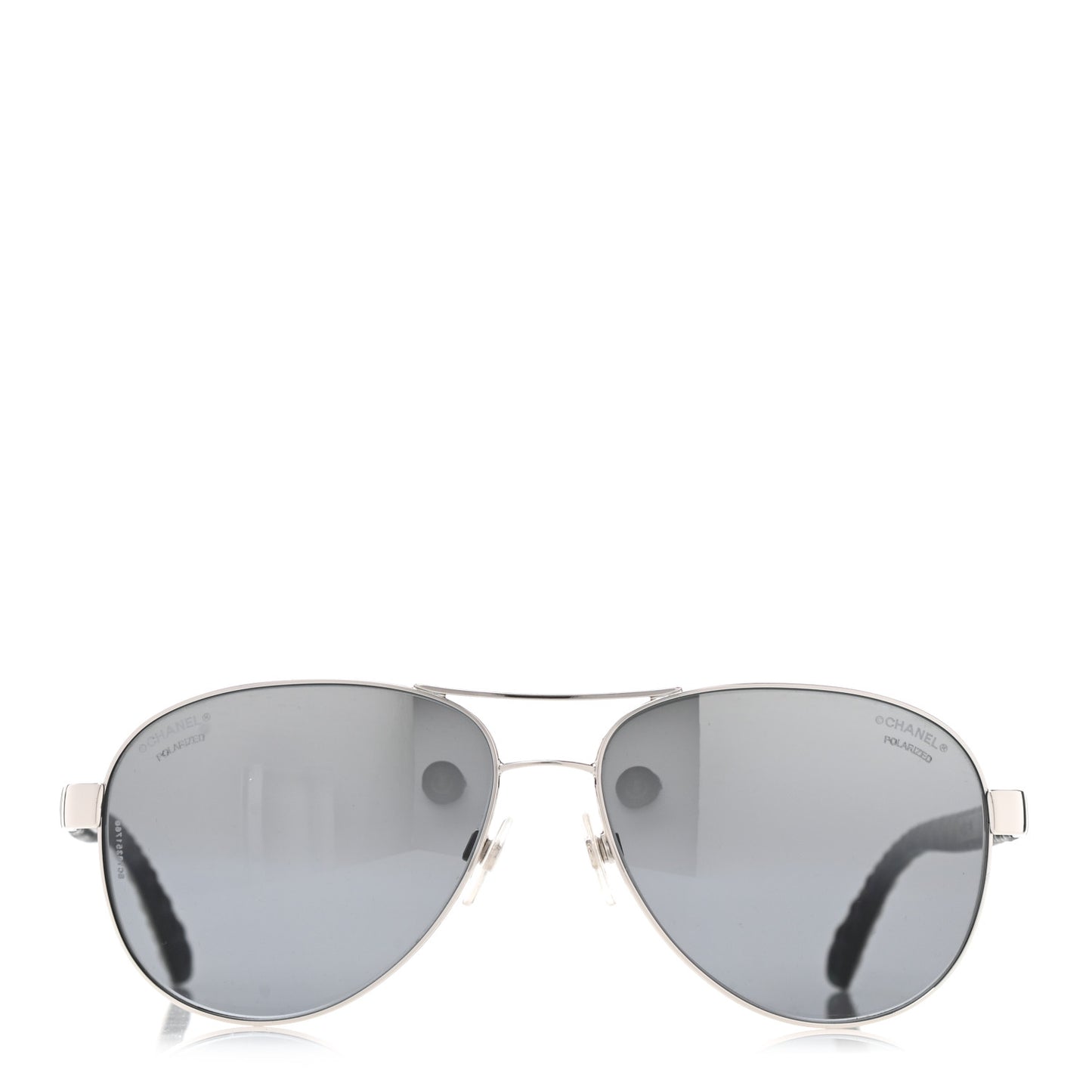 Lambskin Quilted CC Aviator Sunglasses 4195-Q White Silver