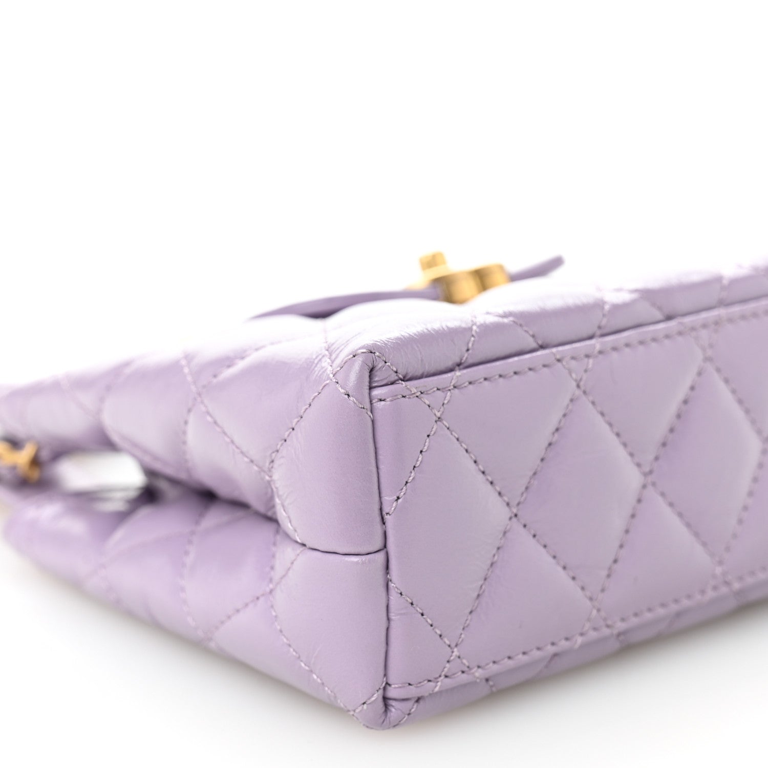 Chanel Shiny Aged Calfskin Quilted Nano Kelly Shopper Lilac 9 of 10