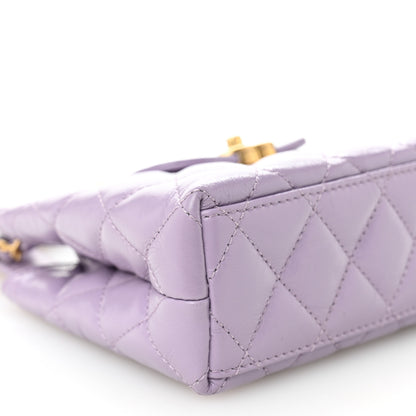 Chanel Shiny Aged Calfskin Quilted Nano Kelly Shopper Lilac 9 of 10