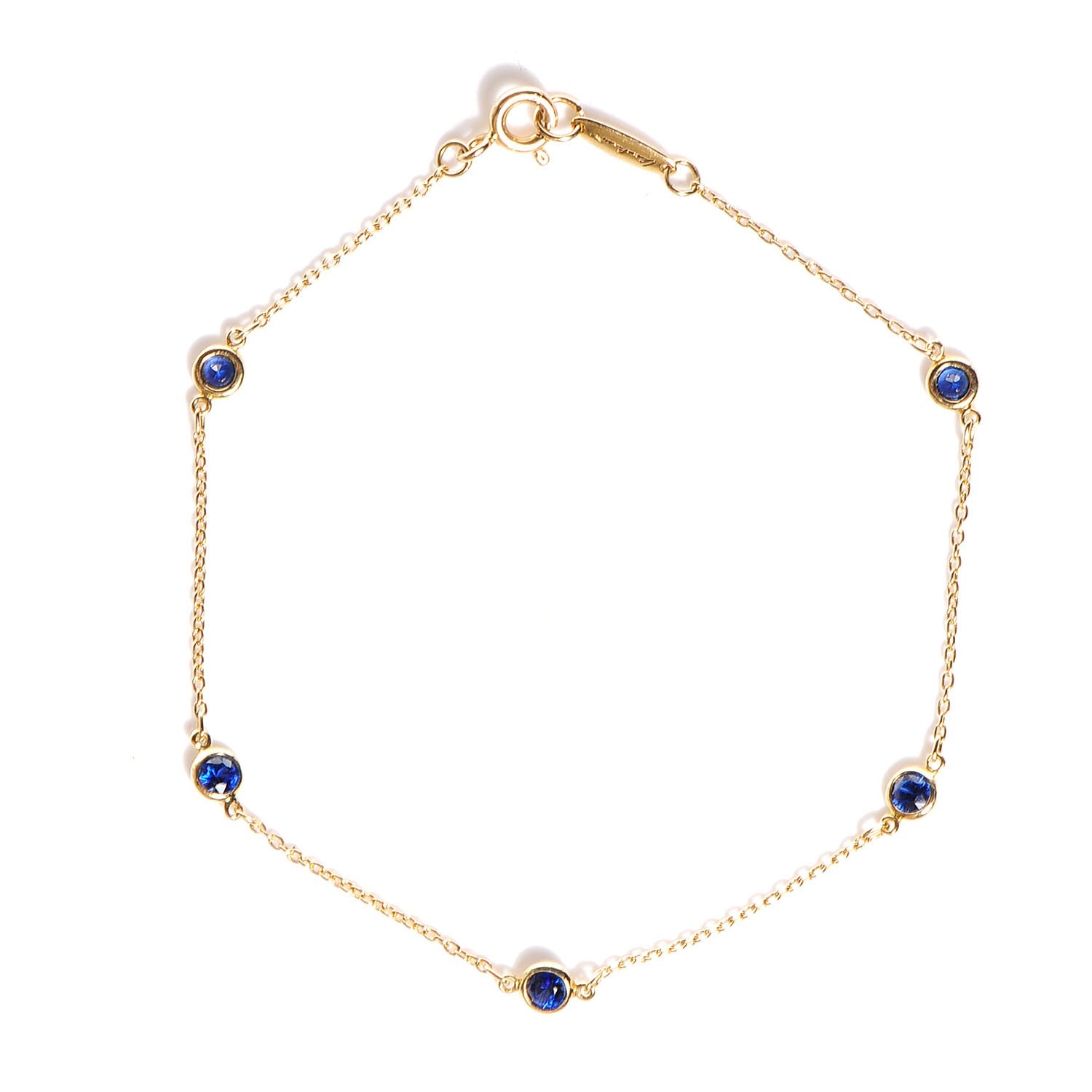 Tiffany 18K Yellow Gold Blue Sapphire Color By The Yard Elsa Peretti Bracelet 1 of 6