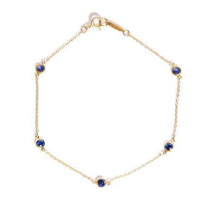 Tiffany 18K Yellow Gold Blue Sapphire Color By The Yard Elsa Peretti Bracelet 1 of 6