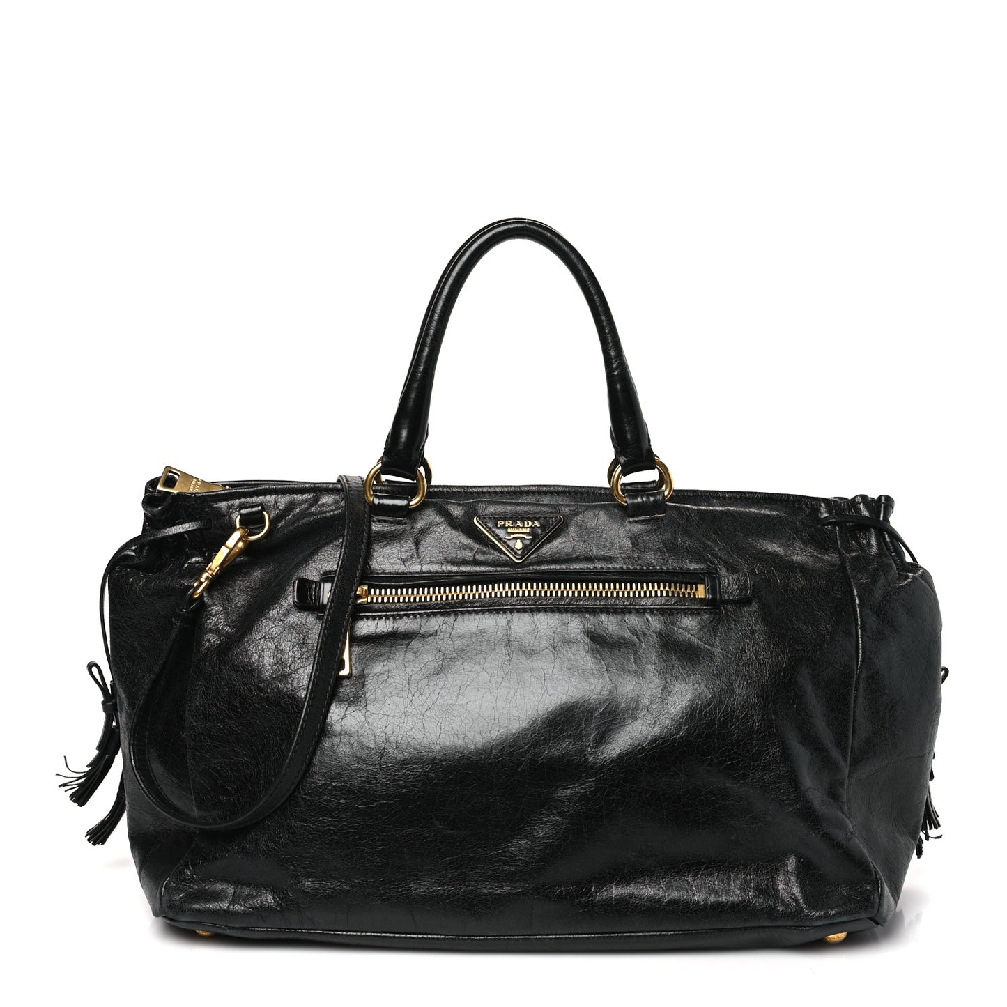 Vitello Shine Satchel Black