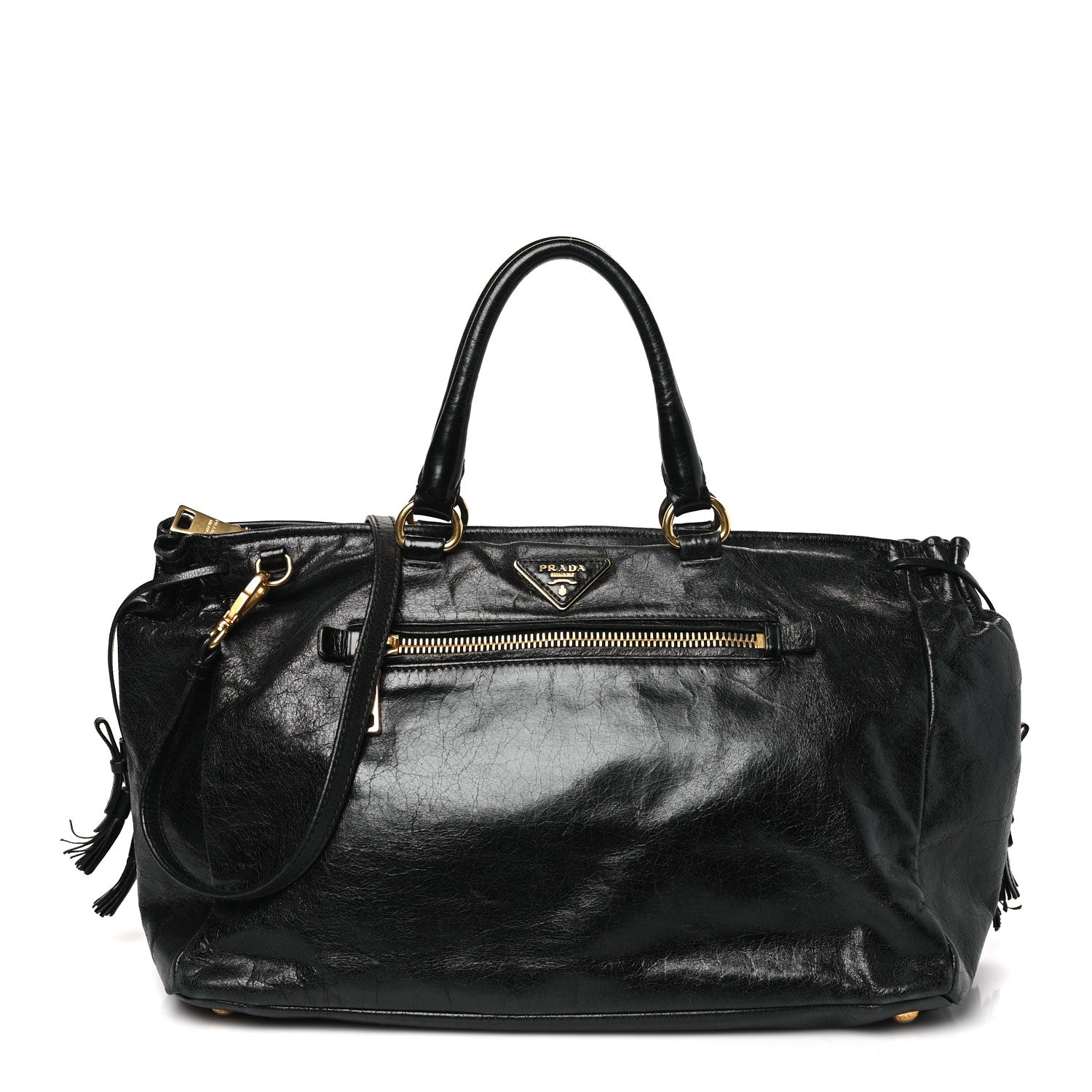 Prada Vitello Shine Satchel Black 1 of 10