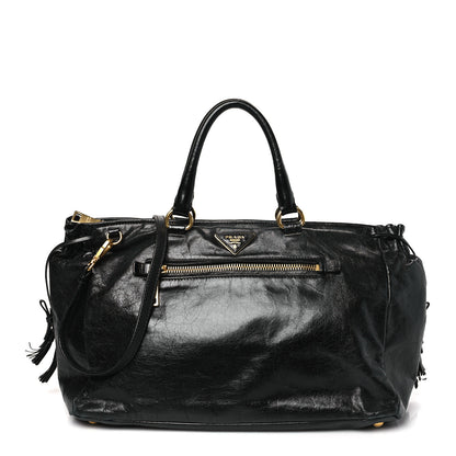 Prada Vitello Shine Satchel Black 1 of 10