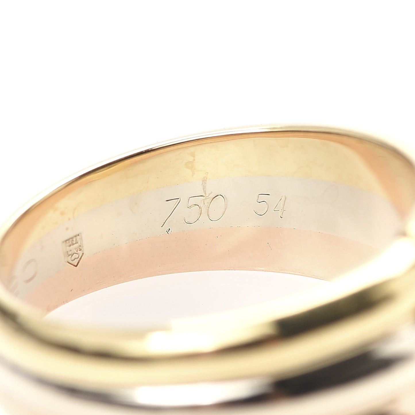 18K Pink Yellow White Gold Diamond Solitaire Trinity Ring 54 6.75