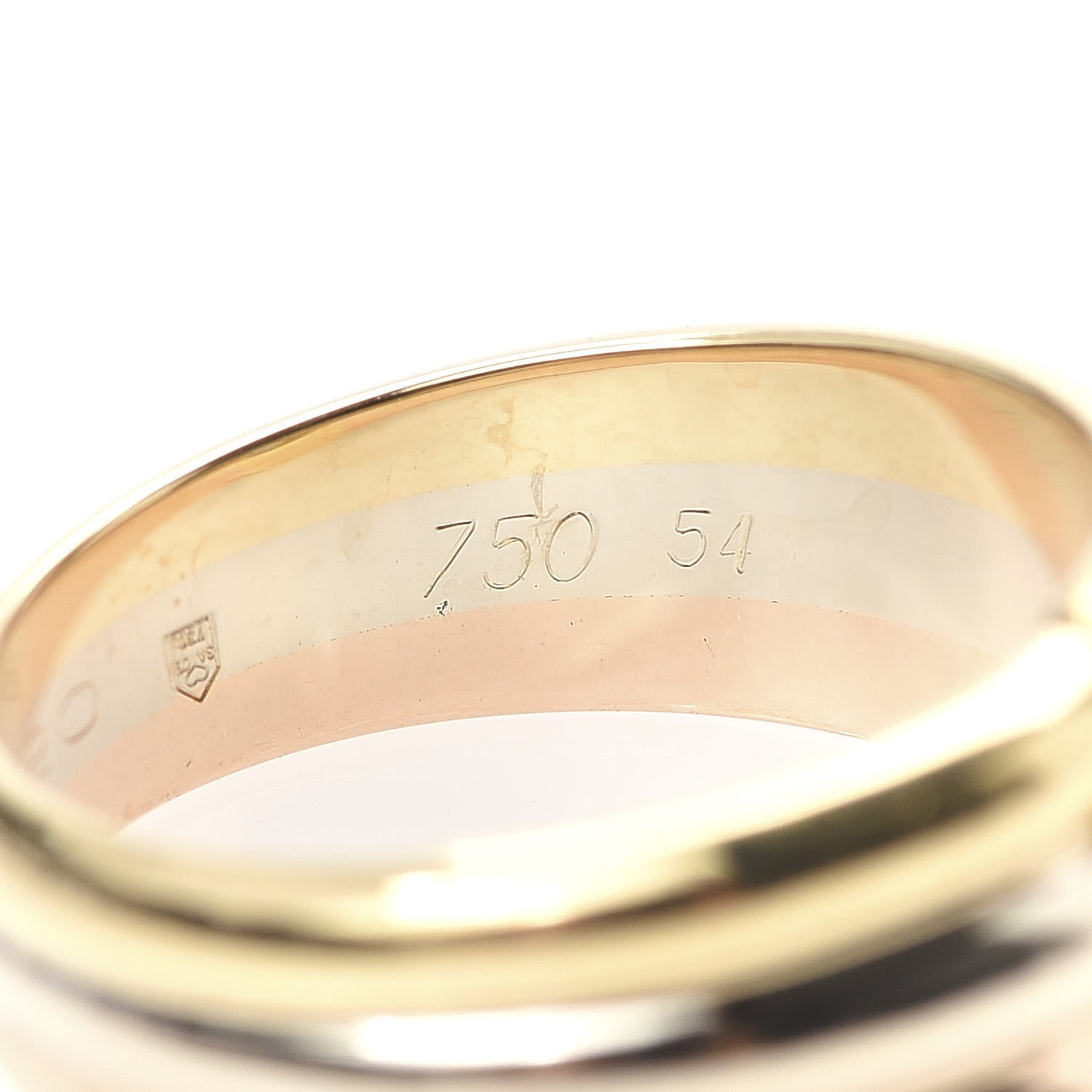 Cartier 18K Pink Yellow White Gold Diamond Solitaire Trinity Ring 54 6.75 6 of 6