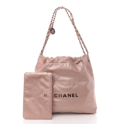 Chanel Metallic Calfskin Quilted Small Chanel 22 Pink 3 of 12
