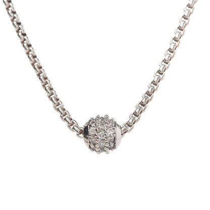 David Yurman Sterling Silver 18K White Gold Diamond Pave Ball Pendant Necklace 4 of 6