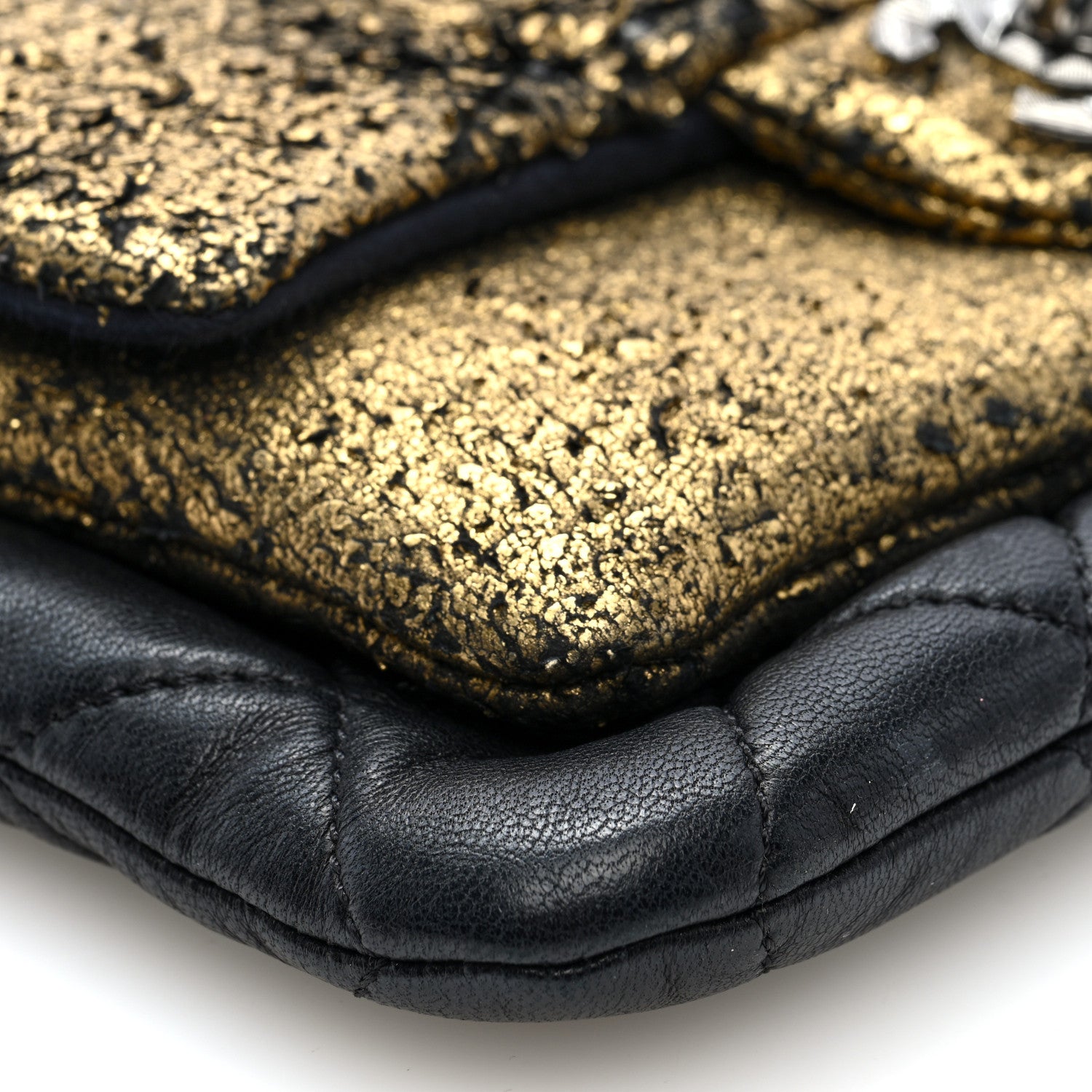 Chanel Lambskin Mineral Nights Wristlet Gold Black 9 of 10