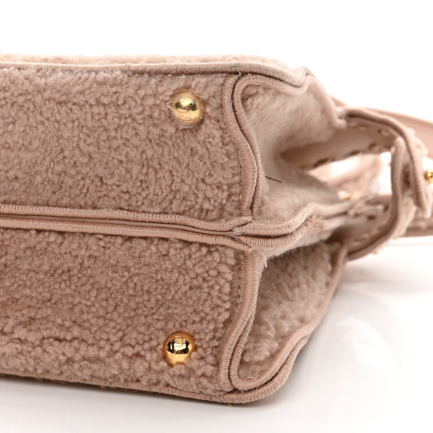 Curly Shearling Shiny Nappa Small Peekaboo I SEE U Satchel Rosa Plaster
