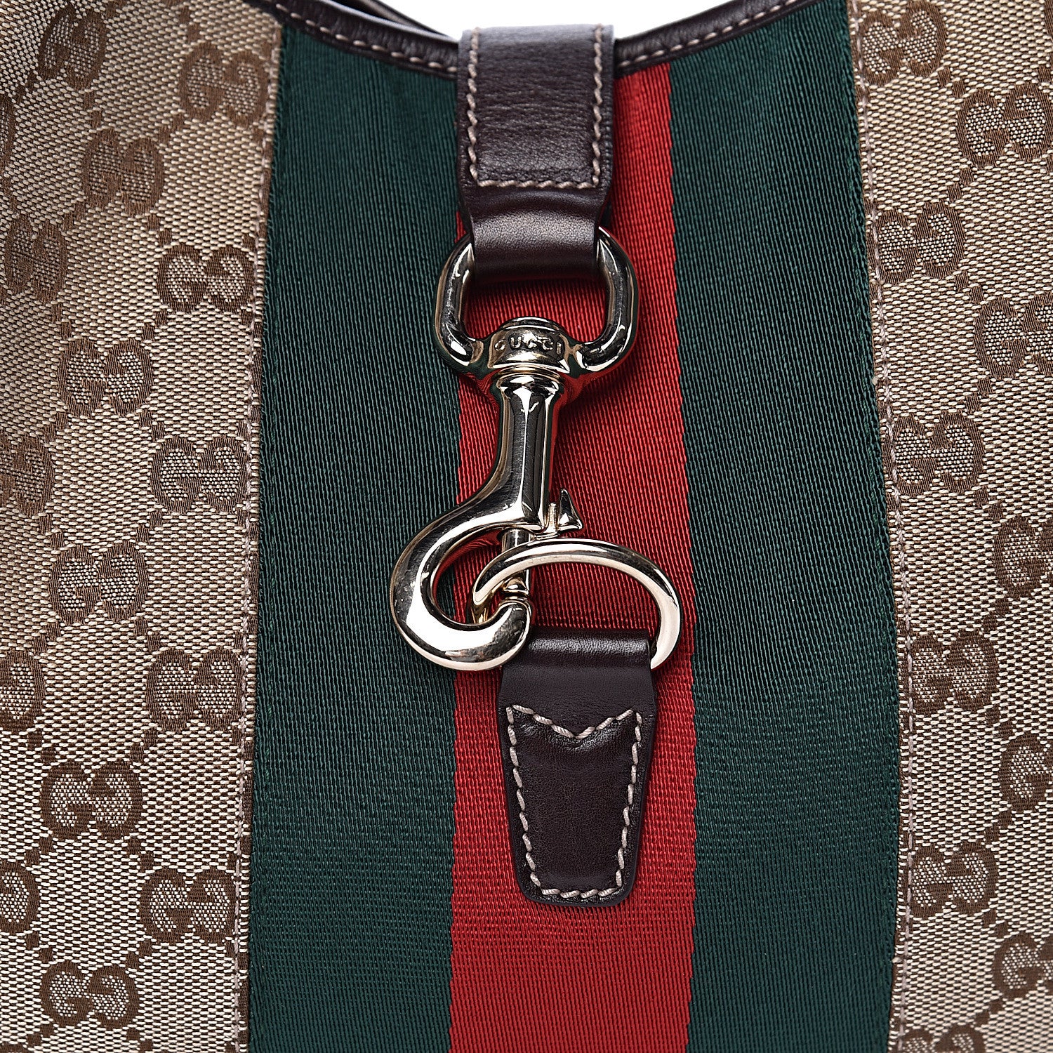 Gucci Monogram Web Jackie O Bouvier Hobo Dark Brown 16 of 16